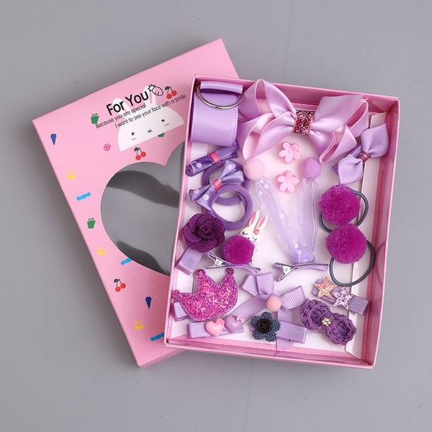 SYGA 18 Pcs Children's Suit Girls Baby Hair Clips Small Safety Clip Princess Hairpin Baby Hair Accessories Gift Box (Purple) Hair Clip