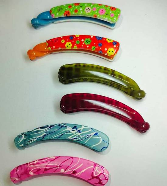 SHREYA-FASHION Colourful Banana Hair Clips for Women & Girls Pack of 6 Banana Clip