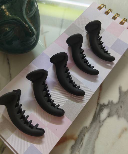 DELEENA Matte Finish Mini Banana Hair Claw Clips|| SMALL SIZE-Half Pony || Pack of 5|| Banana Clip