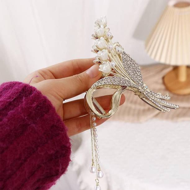 SZN FLower with Tassel Hair Claw Clip, Stylish Hair Accessories for Girls & Women Hair Claw