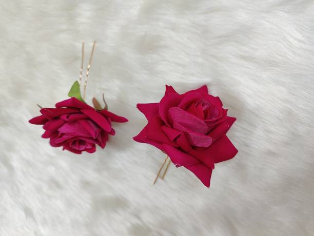 Shetu Rani PN Rose Flower Hair Clips,Hair Accessories,Hair Pins for B'day,Gift(2 Pack) Hair Pin