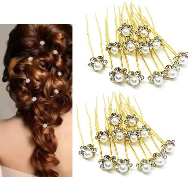 OLLIVOO 24 Pc Pearl Hair Pins Hair Bobby Pin For Hair Bun Juda Hair Pin