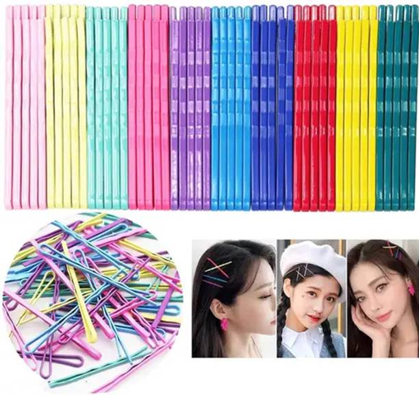 Myra Collection 50pc color Counts Bobby Hair Pins Colorful Rubber Hair Pin (muticolor) Hair Pin