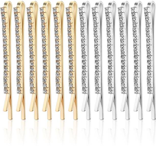 VORSET 10Pcs(5 silver 5 gold)Rhinestone Bobby Pins Decorative Fancy Crystal Pins Hair Pin