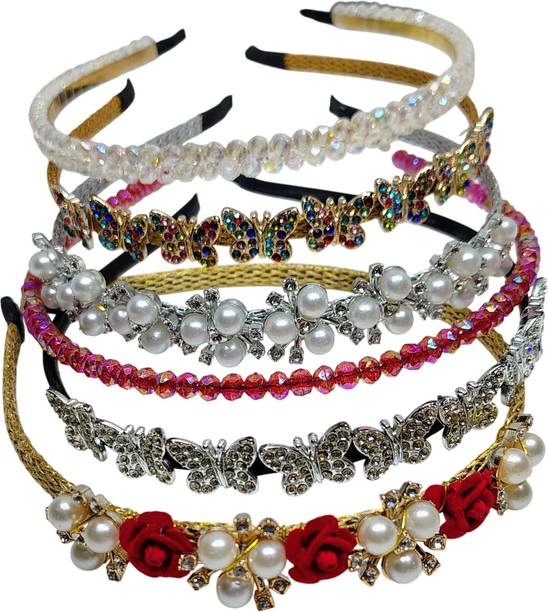 बेलहैरी 06 Pcs. beaded hair bands for girls and women