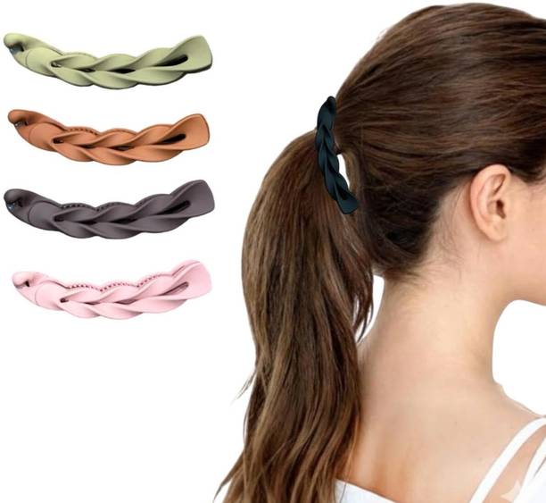 HONEY ACCESSORIES 4PC Matte Banana Hair Clips Hair Styling Accessories for Women Girls Banana Clip