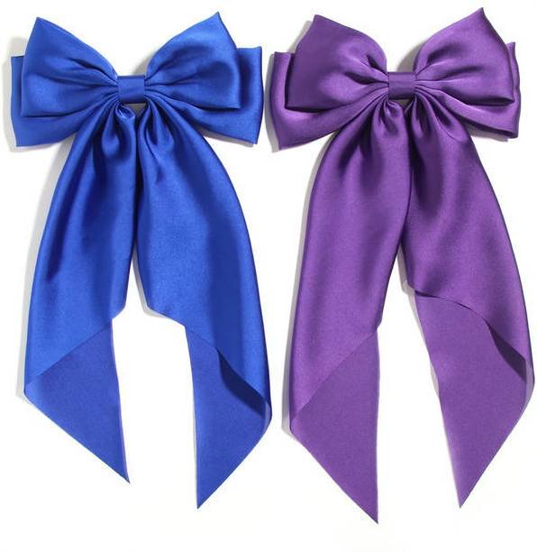 RimR Scarf Hair Bow Clips Blue & Purple Pack of 2 Hair Clip