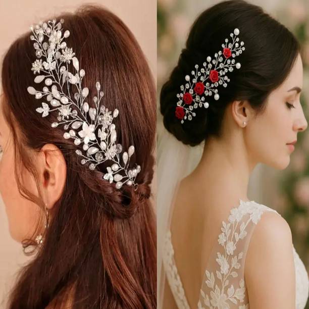 blush bella Combo hair tiara and clip veni gajra 2 item hair brooch pin Hair Accessory Set