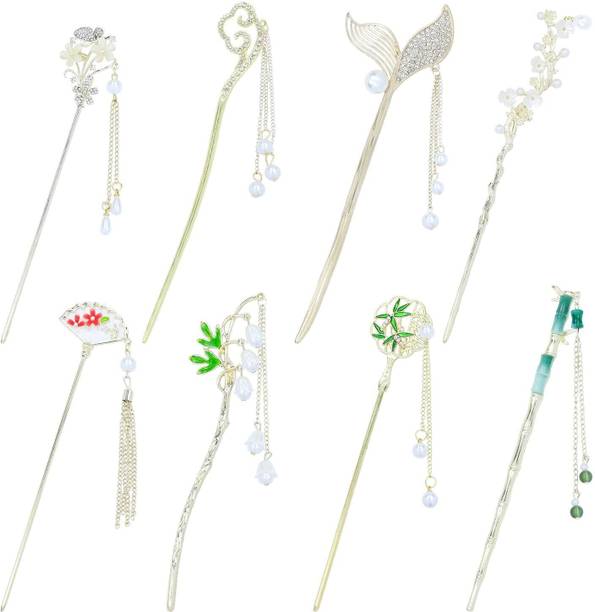 house of common 1pc Women's Golden Fish Tail Hairpin Decorated With Pearl Hair Pin