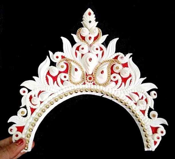 BengCraft Bengali Wedding Bridal Shola Crown Mukut for Bride Topor Sola Biyer Mutuk Hair Accessory Set
