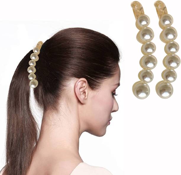 MAJESTIQUE Stylish Banana Ponytail Holder Thick Fine Hair Clutcher Women & Girls -Pack of 2 Banana Clip