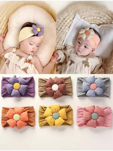 UNIZOR Adorable Baby Headbands Set-3 Soft Bows and Floral Designs for Newborns Head Band