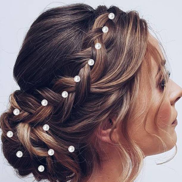 FRESCORR Pearl Hair Accessories for Women & Girls -Stylish U pins (12pcs) Hair Pin