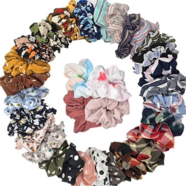 ASzodiac 24pcs Hair Scrunchies Floral Printed Hair Accessories Set for Women or Girl Rubber Band
