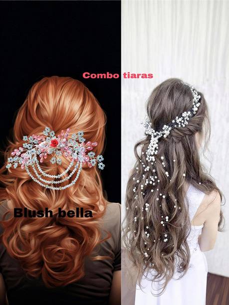 ZariDesigner tiara for women and girls combo of 2 pc hair vine crystal beads handmade hair combo