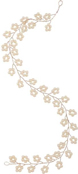 Mode Mania Silver Plated Floral Design Peal Studded Foldable Hair Accessory_A Head Band