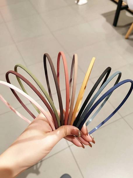 HOMEMATES Matte finished Fashion Plastic Hair Bands Hair Comb Headband Teeth Comb Shine Hairband Matte Hair Accessory For Girls, Women Lady (Set Of 12) Hair Band