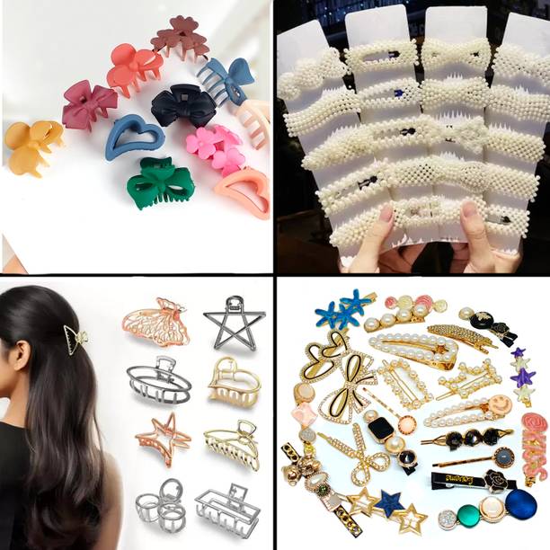 FINXFAIMA 20pcs Combo Hair clips/Clutchers/Scrunchies for Girls & Women Hair Accessory Set Hair Clip