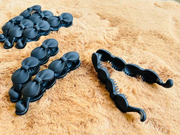 locklux Korean Design Matte Black Banana Clips Girls&Women 6pcs Hairstyle Toffee Shape Banana Clip