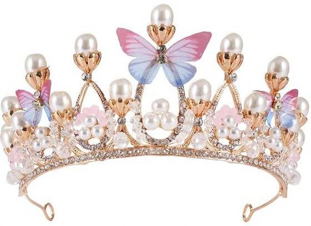 PRSVIKE Girls Crystal Tiara Crown Women Flower Hair Band