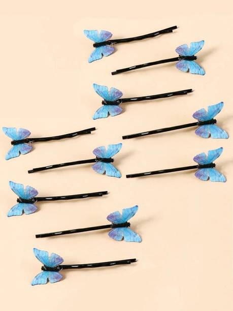 YELLOW CHIMES Girls Set of 10 Pcs Hair Pins Blue Butterfly Bobby Pins Hair Clips Hair Pin