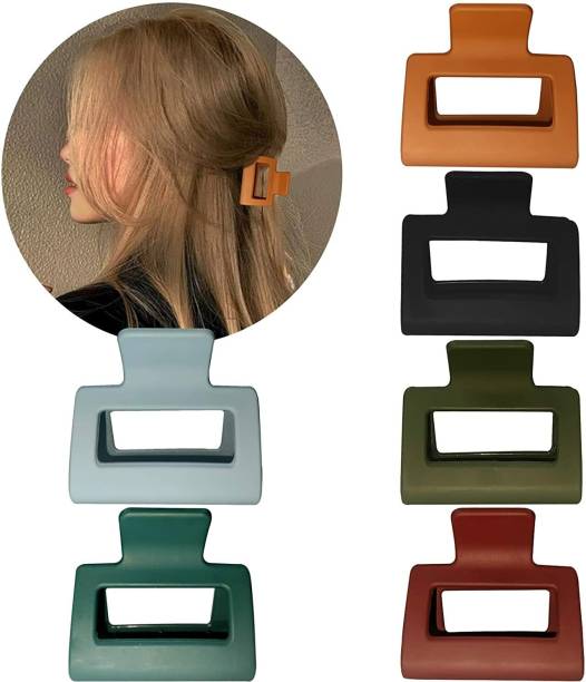 Blubby Square Hair Clutcher Hair Claw Clips For Women Girls (6 Random Colors) Hair Claw Price in India
