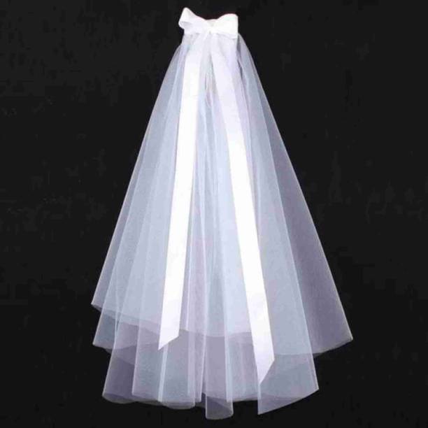 RimR Wedding Veil Hair Bow White Clip Hair Clip