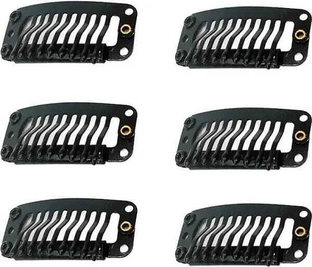 IMRANSTORE Pack of 6 Black Snap Hair Extension Clips for Wigs & Hairpieces. Hair Accessory Set