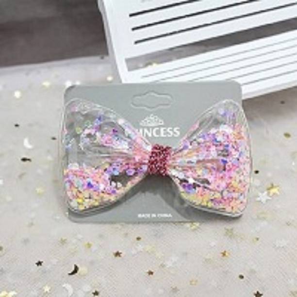 GRACIOUS MART Glitter Shaker Stylist fancy Oversize confetti bow Pins Hair Pin (3 Bow Clips) Hair Clip