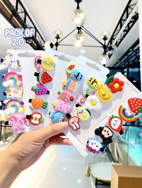 Vivica 20 Pcs Cute Cartoon Kids Hair Clips Set | Girls Hair Pins & Snap Clips | Soft Hair Clip