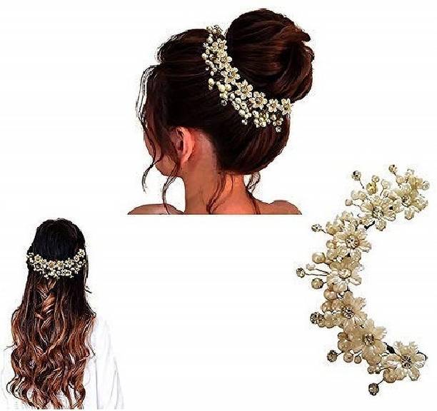 Kaima Latest Tiara Artificial Crystal Bridal Wedding Hair clip juda pin Hair Accessory Hair Clip