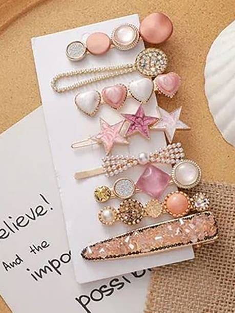 Myra Collection korean hair accessories for Hair pin Pink Clip Pack of 8 Hair Clip