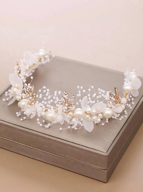 LUXONIX Elegant Pearl Tiara for Girls – Party, Birthday, Wedding & Princess Crown Hair Band