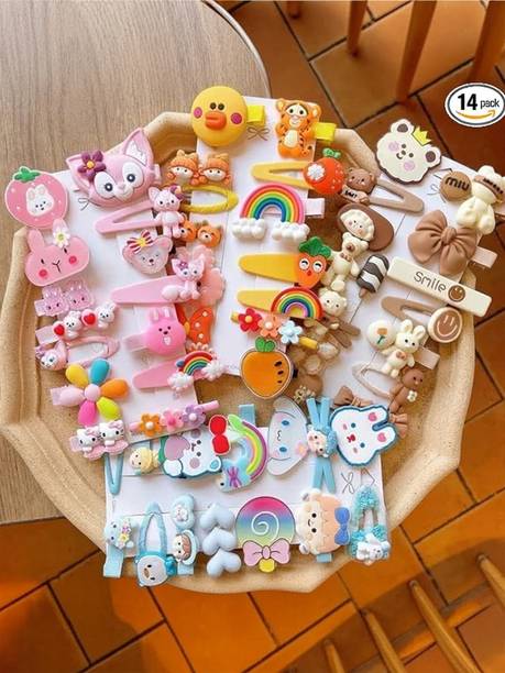 Etnico 14pcs girls(flower, candy, rainbow) Hair Clip