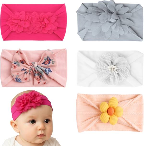 Anna Stella Baby Girl Headband Set – Knotted Bows & Flower Designs Head Band
