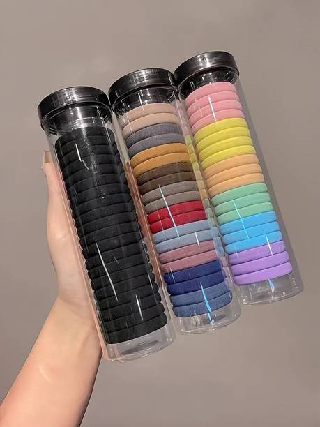 glamvibe Pack of 3 Elastic Rubber Band For Ponyties Hairstyle Rubber Band For Girls&women Rubber Band
