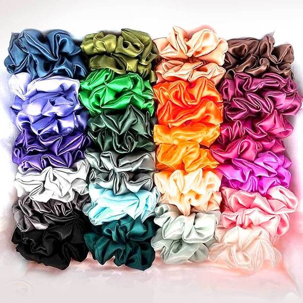 SWASUM Silk Satin Scrunchies (Hair Band) for Women, Girls and Kid 24 Pcs Rubber Band