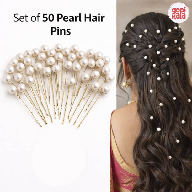 Gopikala Bridal Pearl Juda Pins – White Pack of 50 Hair Pin