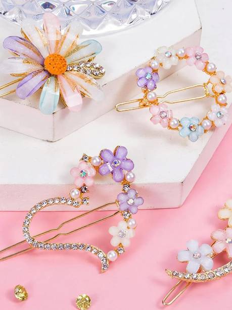 sparkal Korean Fancy Bling lady girls women kids hair accessories 04 pcs Hair Clip Hair Pin