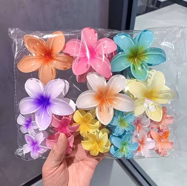Rasa Pack of 18 Pcs flower clutcher flower clip Combo Hair Clutcher C Hair Claw