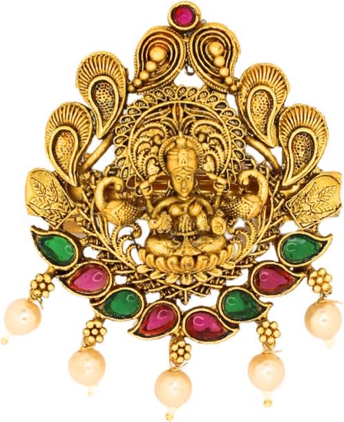 अनूक Traditional Temple Design Gold-Plated Hair Barrette Clip