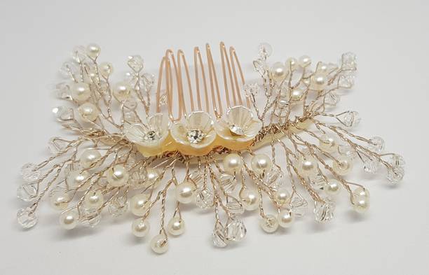 अन्विक Pearl and Crystal Fancy Hair Clip/Side Pin/Comb Pin/Juda Pin for Women and Girls
