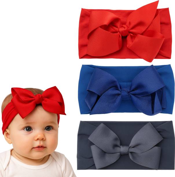 RAINBOW RETAIL Soft Stretch Baby Headbands with Big Bows – 3-Pack Head Band