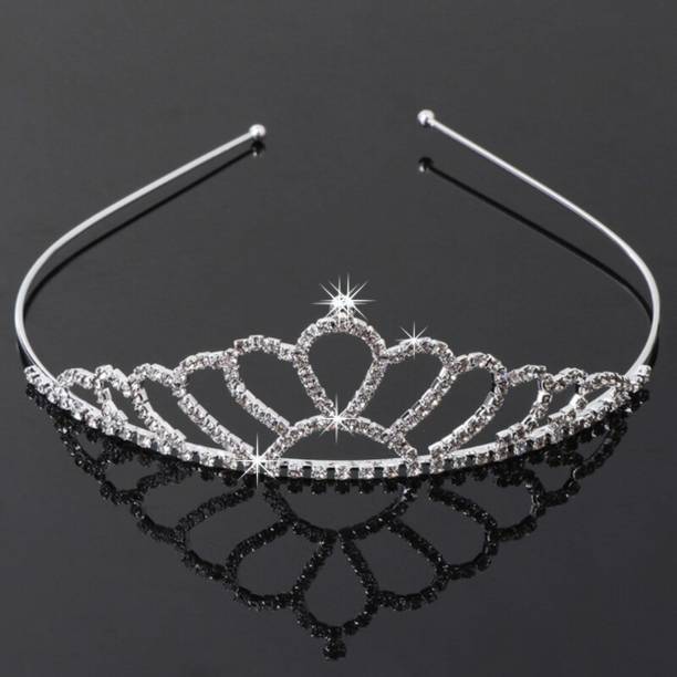 Orama Silver Crystal Tiara Crown Headbad Princess Rhinestone Crown Hair Accessory 623 Hair Accessory Set