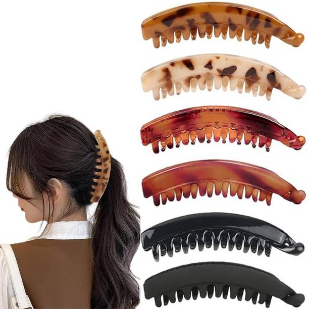 HONEY ACCESSORIES 6pcs- Vintage Leopard Print Banana Clip Hair Accessories for Women and Girls Banana Clip