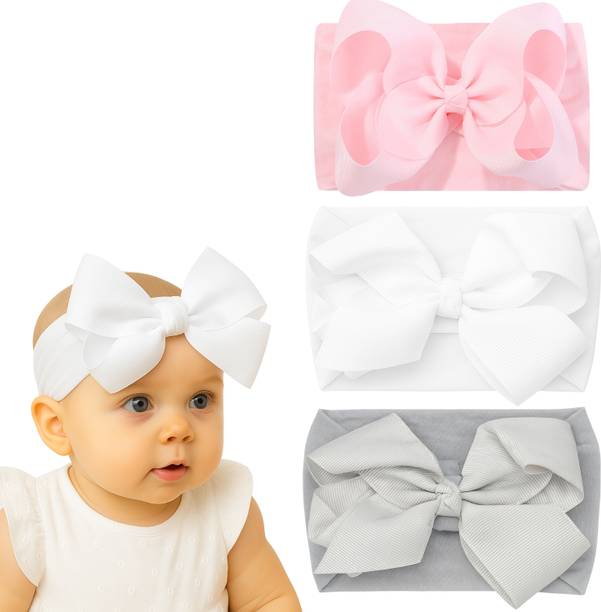 NAISHAM Soft Stretch Baby Headbands With Big Bows – 3-Pack Head Band
