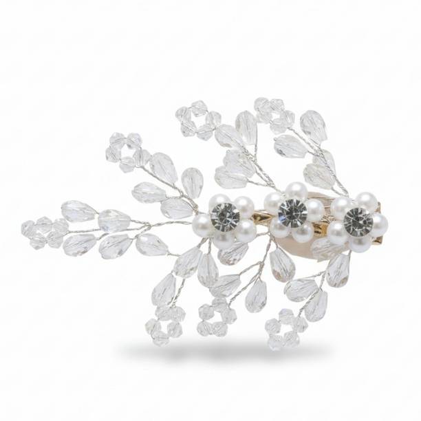 JWELLA Elegant Rhinestone Floral Hair Clip for Party & Festive Styling Hair Clip