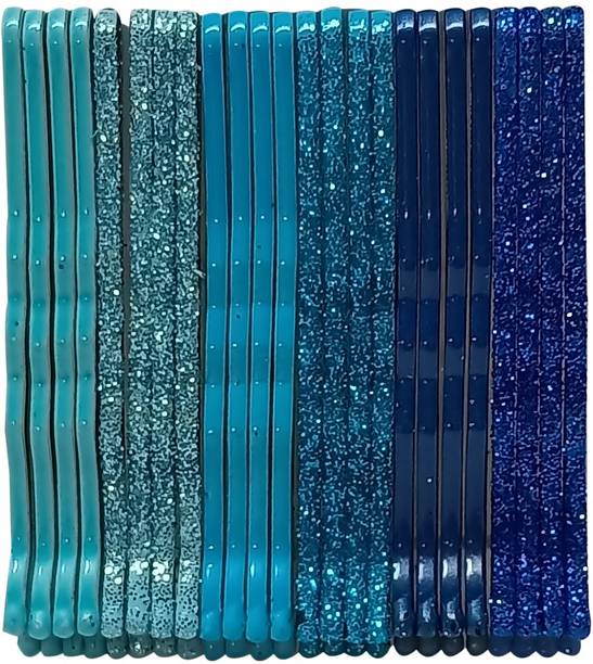 Oomph Combo of 24 Blue, Shimmer Metal Bobby Pins Hair Clip