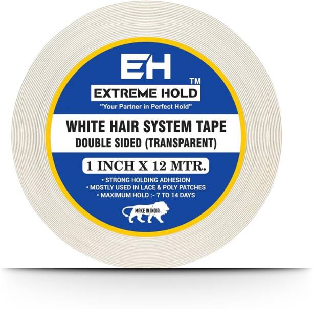 EXTREME HOLD White Hair System Double Sided Transparent Tape 1 Inch x 12 Meter for Wig Patch Hair Accessory Set