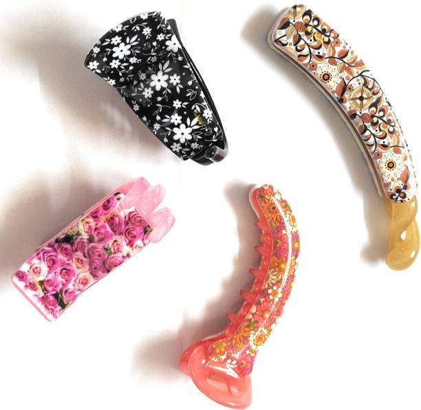 NewJainTraders Combo of 1 Mirchi, 1 Banana Clip & 2 Hair Clutchers for Girls & Women Banana Clip